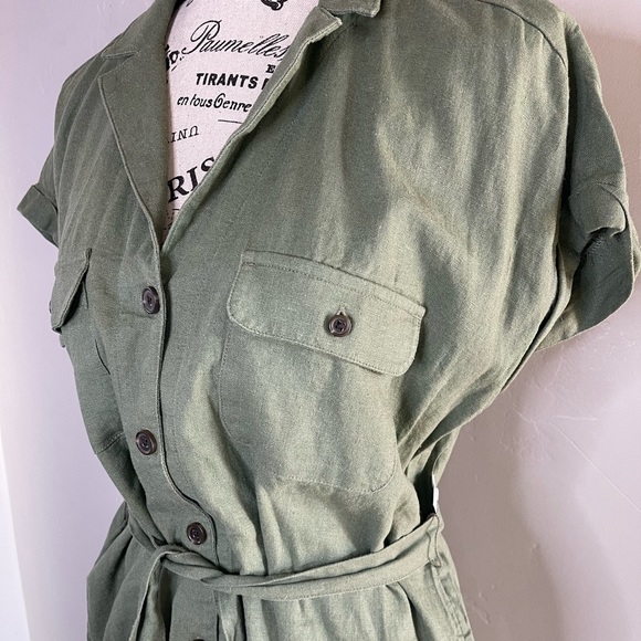 NWT Old Navy green collared button dress, tie waist with pockets! Size Medium - Picture 3 of 16